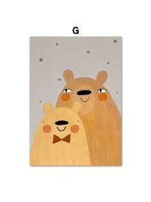 1pc Cartoon Mouse Cheetah Rabbit Bear Unicorn Wall Art Canvas Painting Nordic Posters And Prints Wall Pictures Baby Kids Room Decor No Frame