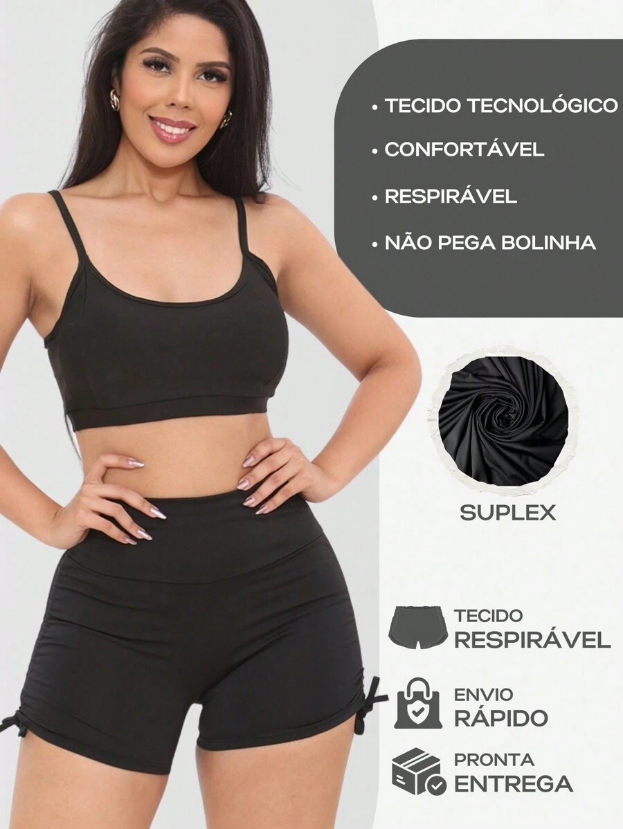 Women Sports Shorts - 黑色 - 查看 1