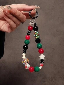 Chuỗi trang trí hạt Giáng sinh, Vòng tay pha lê thủy tinh/Dây đeo điện thoại, Quà tặng tự làm cho máy ảnh CCD, Thiết kế ngày lễ dễ thương - Nhiều màu - Xem 2