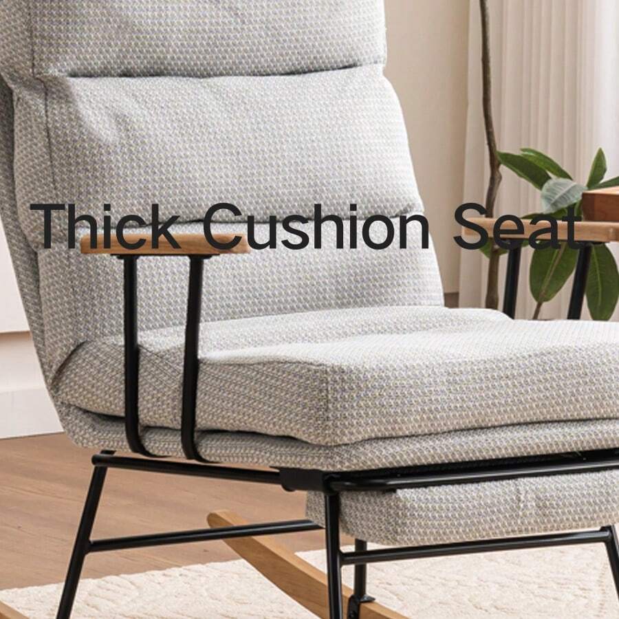 Modern Ice Velvet Fabric Gliding Rocking Chair With High Back