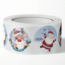 1000pcs Roll Cartoon Merry Christmas Sticker Santa Adhesive Decorative Stickers For Xmas Gifts Envelop Seals Cards Packages,Christmas - Multicolor - View 10