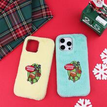 1 件温暖毛茸茸圣诞驯鹿设计手机壳适用于 Apple iPhone 16 15 14 Plus 13 12 11 Pro Max - 綠色 - 查看 5