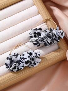 NAIZHU 1 Pair Creative Leopard Floral Element Hoop Earrings, Fashionable Flower Dangle Earrings For Vacation Party Accessories - EZ2949 - View 5