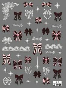 5D Cartoon rosa Mädchen Schleife geprägte Nagel Aufkleber mit 3D Kleber, Mode Nagel Dekore