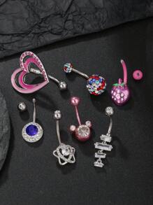 3 Cái/bộ Y2K Ngọt Ngào Mát Mẻ Rồng Trái Tim Nhện Nhẫn rốn Đính Đá Trang Trí Bướm Thép Không Gỉ Âm Dương Bát Quái Trang Sức Rốn Bướm Rốn Lá Phong Hồng Thanh Xỏ Khuyên Bụng Có Bản Lề Thanh Cong Clicker Nhẫn Rốn Ngôi Sao Nơ Dangle Thanh Xỏ Khuyên Bụng Nhẫn Rốn Dâu Tây Nhẫn rốn Ngọc Trai Hồng Giả Trang Sức Xỏ Khuyên Bụng Quà Tặng Cho Phụ Nữ Cô Gái Hẹn Hò Hàng Ngày Tiệc Giáng Sinh Quà Tặng Halloween - Nhiều màu - Xem 3