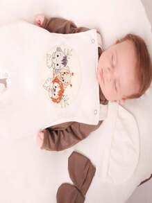 Maternity Outfit For Boy, 5-Piece Forest Overalls, Baby Clothes - 鏽棕色 - 查看 3