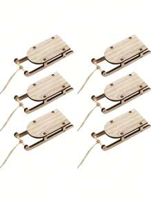 6 件迷你手工木制雪橇模型、桌面木制雪橇装饰、圣诞树装饰、书桌装饰、木制工艺品 - 彩色 - 查看 11