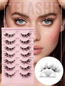 7 Cặp Lông Mi Mắt Mèo Trong Suốt Mi Chùm Nhẹ Mỏng Tự Nhiên 3D Lông Mi Giả - Lông mi  mắt mèo - Xem 1