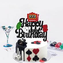 1 phụ kiện trang trí bánh kem hình lá bài, chủ đề ảo thuật, giải trí, sòng bạc, dùng trang trí bàn tráng miệng cho tiệc sinh nhật. - Phong cách 2 - Xem 7