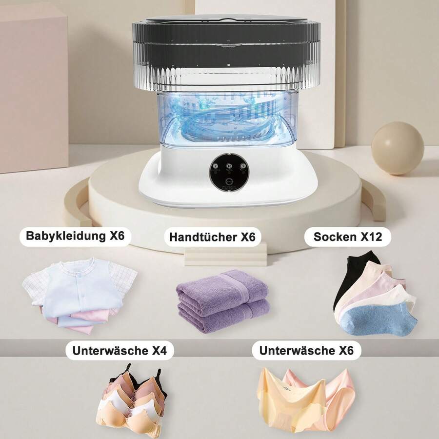 Foldable Mini Washing Machine. 11L 2 In 1 Capacity Portable Mobile