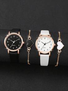 Set de 8 relojes de cuarzo casuales de moda con esfera numérica y pulsera con forma de corazón para mujeres, regalo de San Valentín