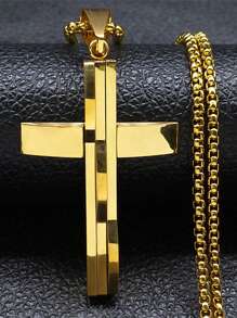 男士朋克十字架吊坠项链，男士不锈钢金银时尚配饰 - 項鍊 - 查看 9