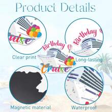 4pcs/Set Cruise Ship Birthday Fridge Magnets, Cruise Birthday Magnets, Cruise Cabin, Fridge, Car Party Birthday Decorations - Color Mixing - View 2