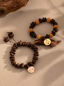 1 chiếc vòng tay hạt cà phê khắc chữ tùy chỉnh, vòng tay mặt dây chuyền tiền xu cá nhân hóa, vòng tay hạt cà phê có hương thơm, quà tặng cho anh ấy, quà tặng ngày lễ tình nhân, quà tặng khai trương doanh nghiệp, quà tặng sinh nhật ngày lễ tình nhân - Hoa hồng vàng - Xem 3