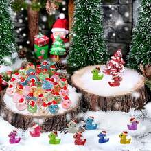 10/30/50 件圣诞迷你树脂鸭子，微型人物小鸭子微型景观花园水族馆适用于圣诞节装饰品家居装饰（颜色随机） - 彩色 - 查看 10