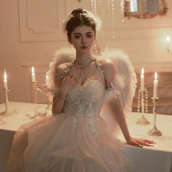 1pc Christmas Angel Feather Wings Costume Prop, Party Supplies (Due To The Natural Feathers, There May Be Some Imperfections, Such As Slight Dirt, Dust, Ink Marks, Or Excess Glue, Which Is Normal In The Craftsmanship And Product)