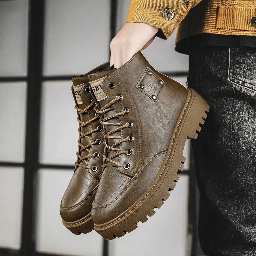 New Arrival High Top Casual Shoes Work Boots For Men - Brown - View 1