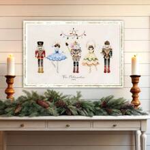 1pc Nutcracker Print, Vintage Watercolor Printable Wall Art, Nursery Wall Prints, Kids Xmas Digital Home Decor,Canvas Wall Poster, Bedroom Living Room Hallway Decoration Christmas Decorations Room Decor Christmas