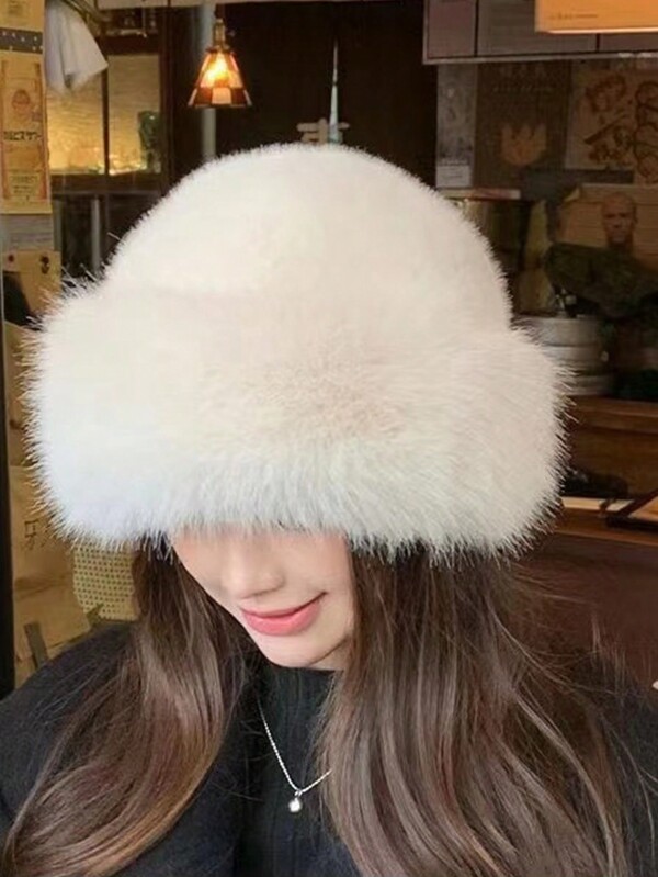 1 pièce/paquet Chapeau mongol épais unisexe 2024 nouveau, chapeau d'oreille en fausse fourrure de vison doux et chaud, multicolore, à la mode, coupe-vent, design mignon, convient pour l'automne et l'hiver