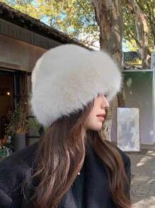 1 pièce/paquet Chapeau mongol épais unisexe 2024 nouveau, chapeau d'oreille en fausse fourrure de vison doux et chaud, multicolore, à la mode, coupe-vent, design mignon, convient pour l'automne et l'hiver