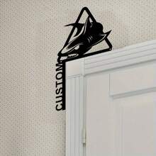 1pc Shark Warning Door Corner Metal Wall Art, Shark Beach Warning Door Topper Sign, Shark Lover Door Hanging,Custom Text Door Corner Sign Bathroom Door Corner Sign Gifts Birthday Graduation