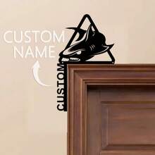 1pc Shark Warning Door Corner Metal Wall Art, Shark Beach Warning Door Topper Sign, Shark Lover Door Hanging,Custom Text Door Corner Sign Bathroom Door Corner Sign Gifts Birthday Graduation