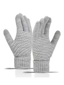 1 件女士触屏冬季手套 - 时尚针织手套，袖口厚，适合寒冷天气 - 彩色 - 查看 6