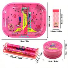 Conjunto de Bandeja de Enrolar Cigarros de Metal 7"X5.5", Inclui 3 Pacotes de Papel de Enrolar Ultra-Fino de 110mm (Queima Uniformemente), Enrolador de Cigarros, 2 Livretos de Boquilha e Moedor de Plástico - Um Presente Ideal para Fumantes