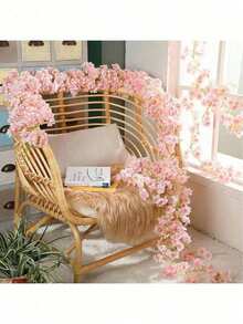 Vòng hoa nhân tạo 1pc/5.9ft, Vòng hoa dây leo hoa anh đào giả có lá xanh cho phòng, Trang trí vòm tường kỷ niệm ngày cưới, sinh nhật, Giáng sinh, Hoa hồng mùa xuân - Nhiều màu - Xem 9