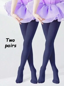 2 chiếc quần tất nhung màu xanh navy cho bé gái làm quà tặng Giáng sinh, tất khiêu vũ, tất khiêu vũ biểu diễn thời trang, tất cơ bản nhẹ, thoáng khí, phù hợp với mọi mùa, có nhiều màu - Nhiều màu - Xem 1