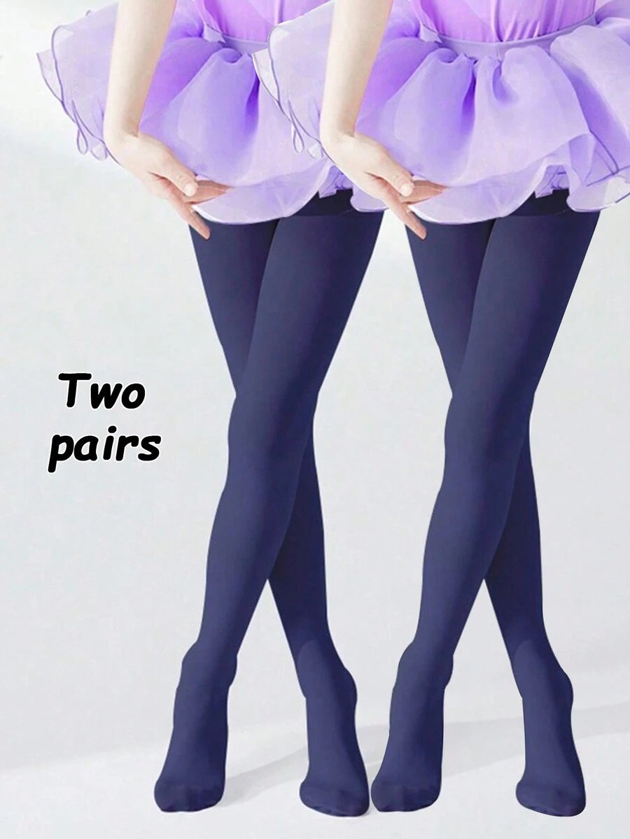 2 chiếc quần tất nhung màu xanh navy cho bé gái làm quà tặng Giáng sinh, tất khiêu vũ, tất khiêu vũ biểu diễn thời trang, tất cơ bản nhẹ, thoáng khí, phù hợp với mọi mùa, có nhiều màu - Nhiều màu - Xem 1