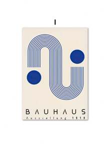 1PC Mid Century Modern Blue Bauhaus Canvas Paintings Abstract Geometry Wall Art Posters And Prints For Living Room Home Decor No Frame
