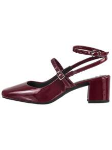 Women's Slingback Pumps Doll Shoes Thick Heel Retro Square Toe Comfortable Casual Original Gigil Promotion - Màu Tím - Xem 3