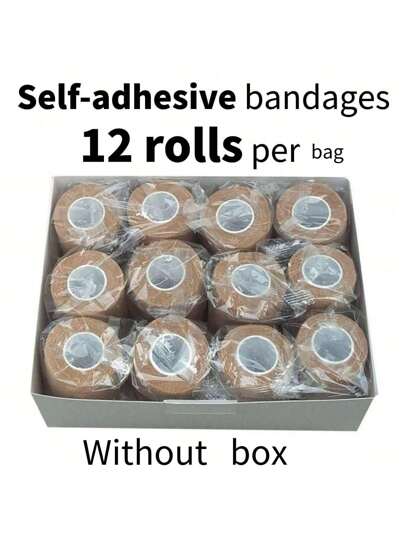 12 PCS Of Self-Adhesive Bandages - Sports Elastic Support - 2.5cm/1inch And 5cm/2inch And 7.5cm/3inch, Self-Adhesive Sports Bandages - Versatile For Finger, Ankle, Wrist, Waist, Knee & Elbow Gym Accessories Gym Bandages Sports Tape