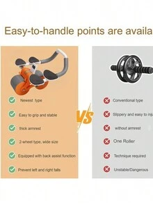 Abdominal Roller Wheel Exercise Plank Bodybuilding Shoulder Arms Abdomen Gym Training Physical Activity Strengthening - Blue - View 3