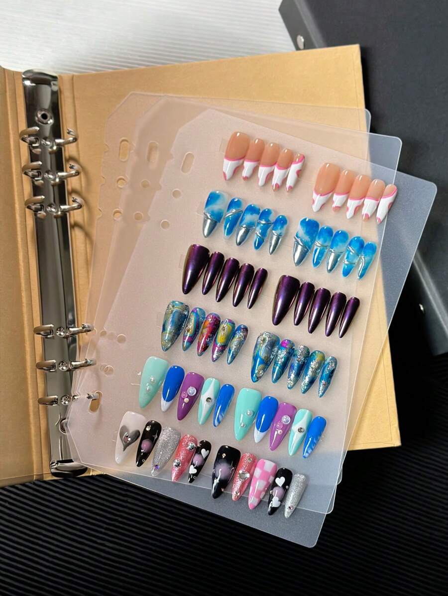 Nail Art Portfolio, Thick Kraft Paper Bound Book For Storing And