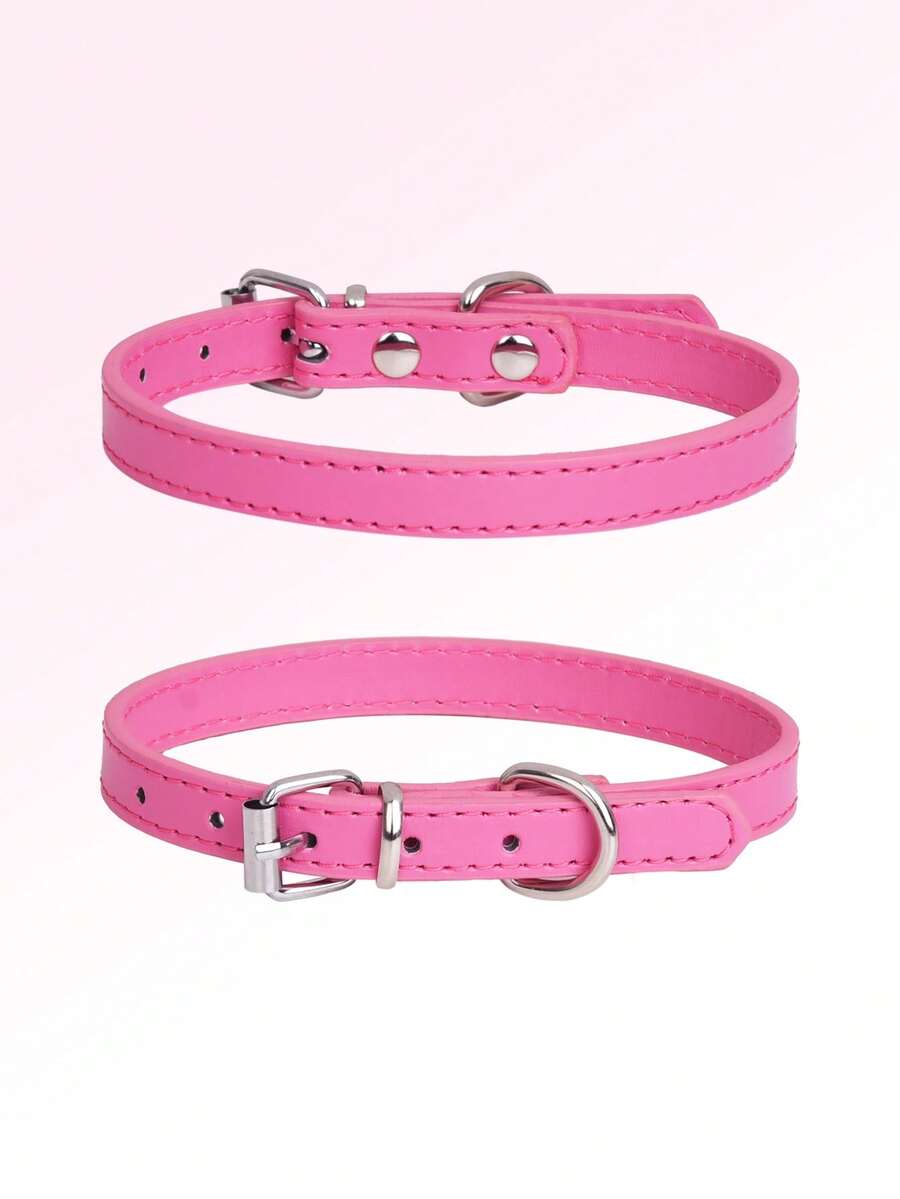 1pc Soft PU Leather Adjustable Pet Dog Collar, Suitable For Cats And