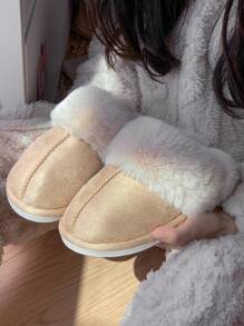 Dép Lông Thú Sang Trọng Thu Đông 2024, Thiết Kế Cặp Đôi Cao Cấp Niche, Giày Gia Đình Size Lớn - Màu Khaki - Xem 2