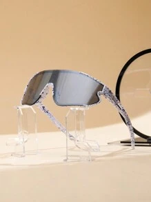 1pc Kids Plastic Lens Sports Glasses, Fashionable Graffiti Design Ideal For Running & Daily Wear - Multicolor - View 16