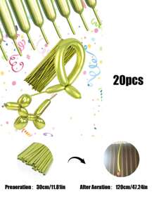 20pcs Metal Long Tube Magic Latex Balloons, DIY Animal Bouquet Creative Shape Latex Balloons For Wedding Birthday Party Decoration - 彩色 - 查看 15