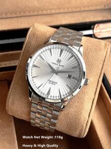 Pablo Raez 1 件男士手表高品质男士商务腕表 SUS304 不锈钢 IPS 表壳奢华实心不锈钢时尚金属质感表盘设计带日期 50 米防水全新男士石英银色腕表运动休闲时钟馈赠朋友或家人父亲的精美礼物适合日常生活/工作/派对装饰正装手表 - 銀色 - 查看 7