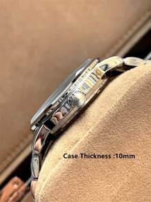 Pablo Raez 1 件男士手表高品质男士商务腕表 SUS304 不锈钢 IPS 表壳奢华实心不锈钢时尚金属质感表盘设计带日期 50 米防水全新男士石英银色腕表运动休闲时钟馈赠朋友或家人父亲的精美礼物适合日常生活/工作/派对装饰正装手表 - 銀色 - 查看 8