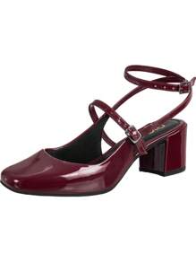 Women's Slingback Pumps Doll Shoes Thick Heel Retro Square Toe Comfortable Casual Original Gigil Promotion - Màu Tím - Xem 2