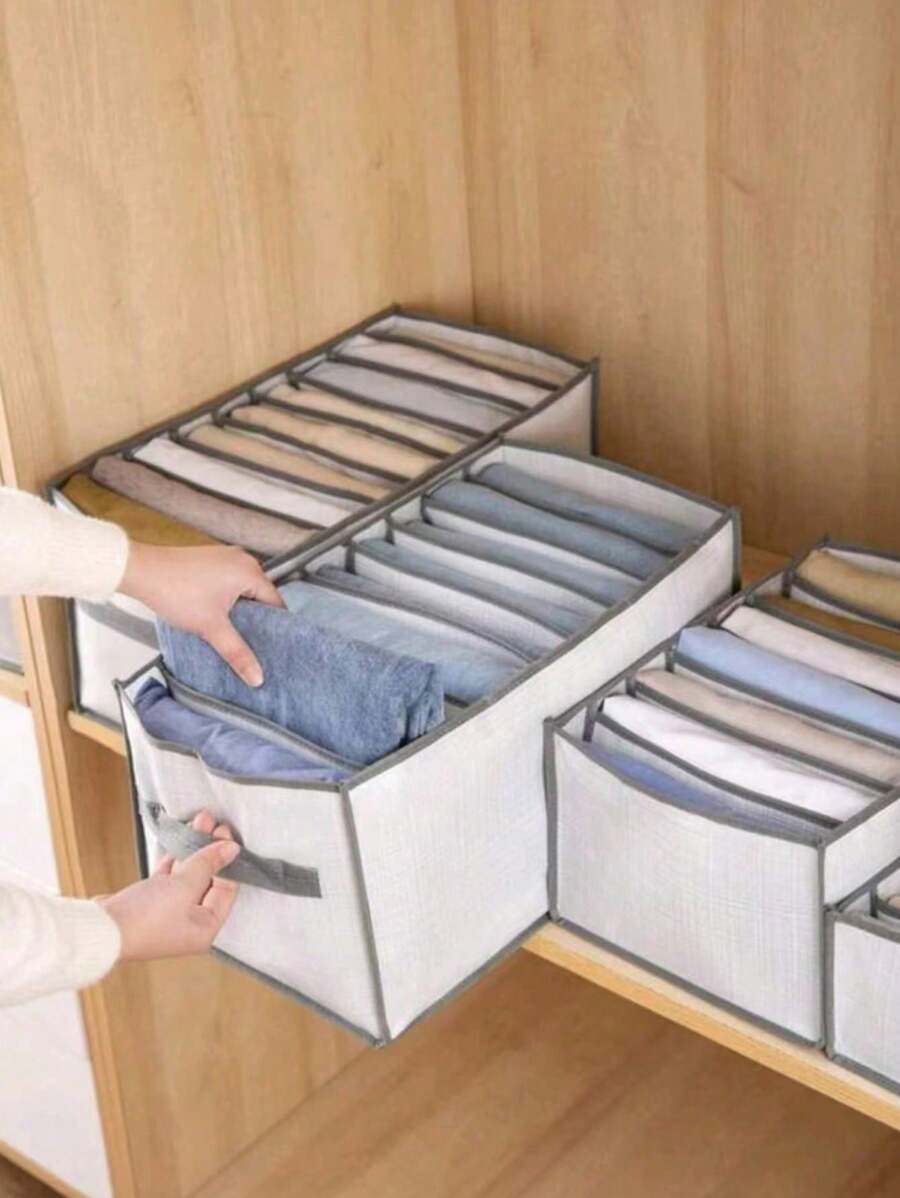 1个可折叠裤子收纳配件衣物收纳盒内衣牛仔裤收纳家用衣柜抽屉式隔层收纳盒 - 彩色 - 查看 1