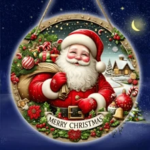 Biển gỗ 7,87 inch "Merry Christmas" - Biển trang trí Giáng sinh/Năm mới, Quà tặng Giáng sinh/Năm mới, Họa tiết ông già Noel, Treo tường, Trang trí nhà cửa, nhà bếp, sân vườn đa năng - Trang trí ngày lễ - Nhiều màu - Xem 1
