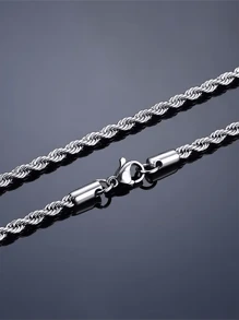 1pc Men's Hiphop Style Copper Maillon Twisted Chain Necklace, Various Lengths And Widths Available