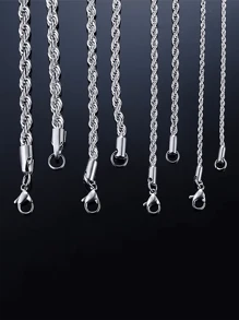 1pc Men's Hiphop Style Copper Maillon Twisted Chain Necklace, Various Lengths And Widths Available