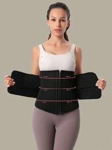 1 pezzo Modellatore vita da donna, Cintura dimagrante per esercizi, Corsetto aderente con assorbimento del sudore e doppia fibbia, Indumento modellante, Cintura yoga per vita, Cintura in plastica per sudorazione, Cintura bundle vita, Corsetto con protezione vita per sport da donna - nero - Visualizzare 13