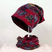 1 chiếc mũ ấm đa năng, bộ mũ len và khăn quàng cổ đa chức năng cho nữ, mũ lưỡi trai hai lớp phong cách Hàn Quốc - Nhiều màu - Xem 5