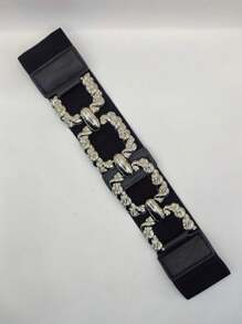 2024 Fashion New Women's Metal Thick Chain Belt Wide Elastic Belt With Coat Sweater Skirt Decorative - 銀色 - 查看 2